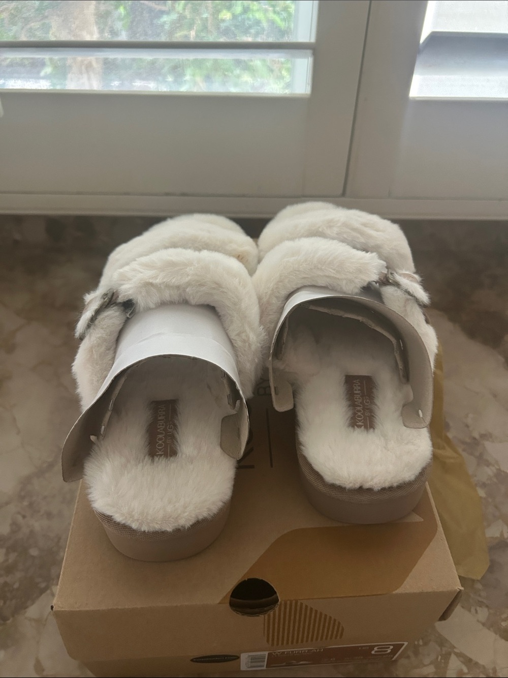 Women's Cream Faux Fur Slide Slippers - Comfortable Plush Slides - Picture 6 of 11